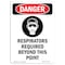 Signmission OSHA Danger Sign, Respirators Required, 5in X 3.5in Decal, 3.5" W, 5" H, Portrait OS-DS-D-35-V-1545 - alternate 1
